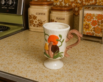 Ceramic Mushroom Pedestal Mug Whimsical Woodland Coffee Cup - Hand. Painted Retro Fantasy Goblet 1 Mug 5 Available