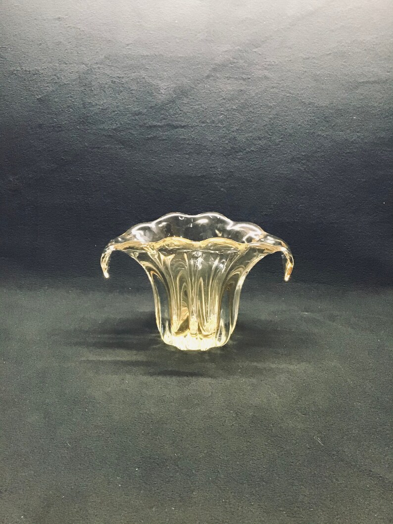 Pale yellow art glass blown glass heavy vase Etsy