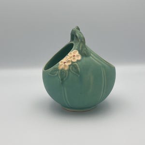 Vintage Weller Pottery Vase - Green Matte glaze with Floral Design - Circa 1930s Art Pottery