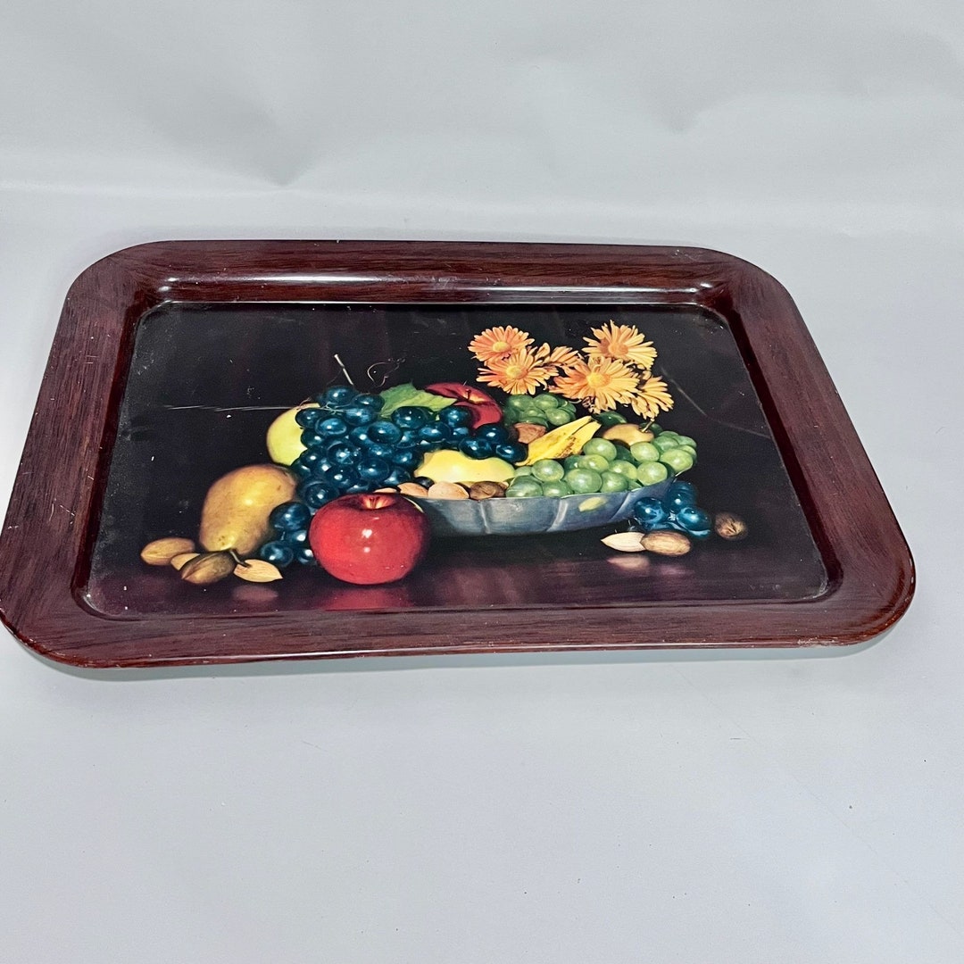 Vintage Metal. Lap Tray Fruit Decor Etsy