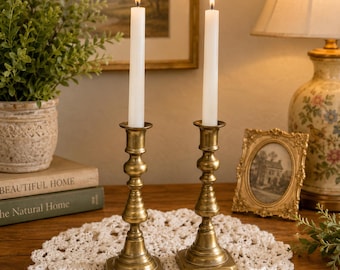 Brass Candlestick Holders Tall Taper Pair