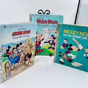 Vintage Mickey Mouse Little Golden Book Set of 3 - 1970s-1980s Disney Collectible Lot