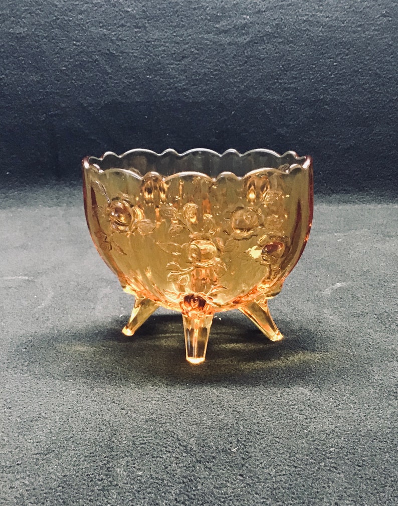 Fenton amber optic cabbage rose vase