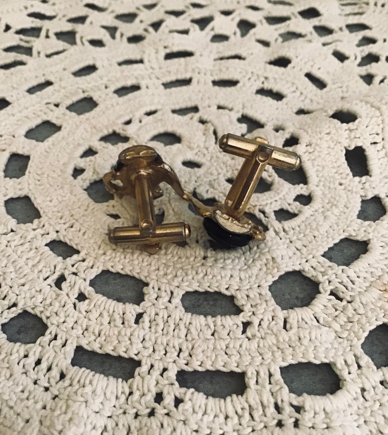 Cuff links teapot vintage black jewelry