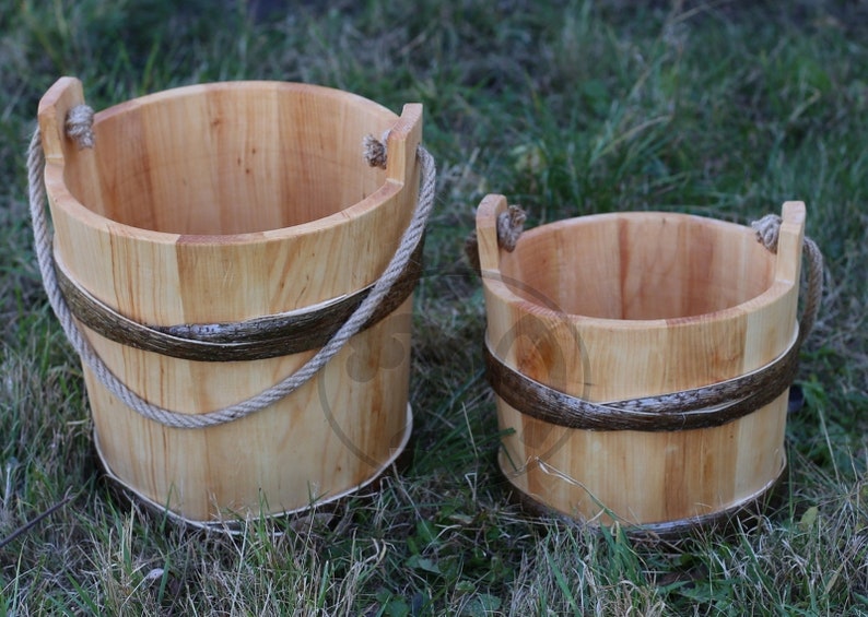 Historical Wooden Bucket with Rope Handle 5 litres Etsy