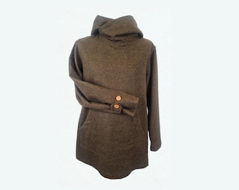 Sudadera con capucha de lana natural Bushcraft - Feldgrau