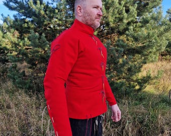 Jubón medieval del siglo XV: jubón de lino muy ajustado para armaduras de placas y recreaciones históricas