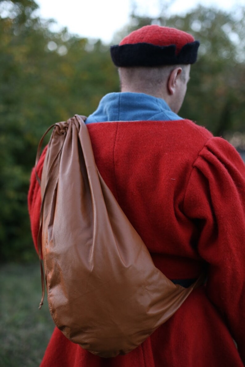 Large medieval style sausage leather bag