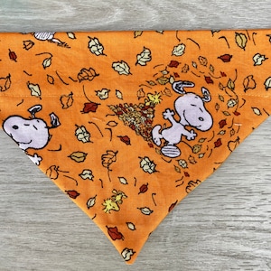 Personalized Peanuts bandana, Snoopy bandana, over the collar fall bandana, Dog scarf, cat bandana, cat scarf,