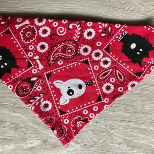 Personalized dog bandana, over the collar bandana, cat bandana,  dog scarf, cat scarf, red bandana, gift for dog lover, gift for cat lover