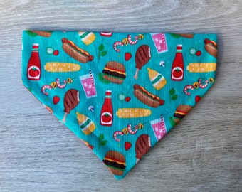 Personalized Summer dog bandana, BBQ bandana, cat bandana, Hot dog bandana, dog scarf, cat scarf, collar accessory, summer BBQ