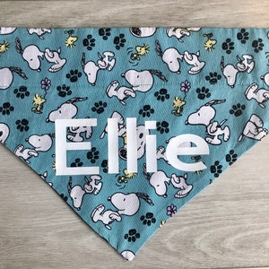 personalized dog bandana, cat bandana, over the collar bandana, peanuts bandana, snoopy bandana, dog scarf, cat scarf, snoopy dog bandana image 2