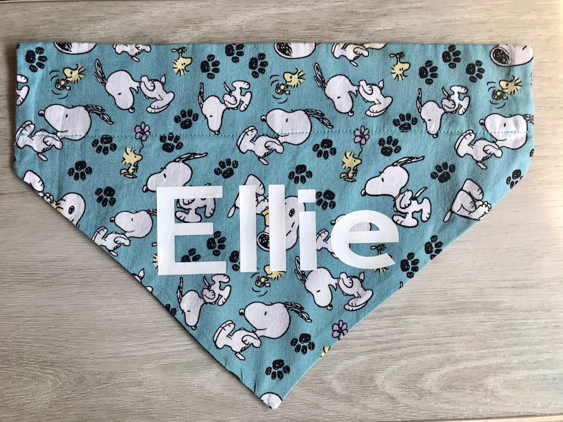 personalized dog bandana, cat bandana, over the collar bandana, peanuts bandana, snoopy bandana, dog scarf, cat scarf, snoopy dog bandana image 2