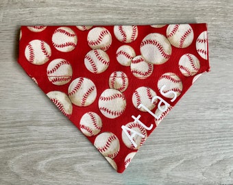 Personalized Dog bandana, cat bandana, baseball bandana, dog scarf, over the collar bandana, gift for dog lover, gift for baseball lover