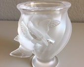 Lalique France French Glass Rosine Birds quot Flying Doves quot Vase