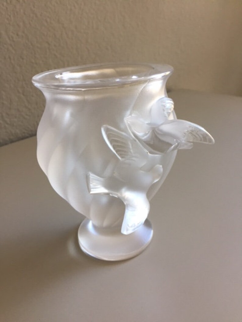 Lalique France verre Français Rosine oiseaux Vase Colombes Etsy