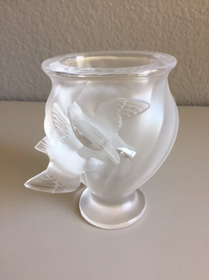 Lalique France verre Français Rosine oiseaux Vase Colombes Etsy