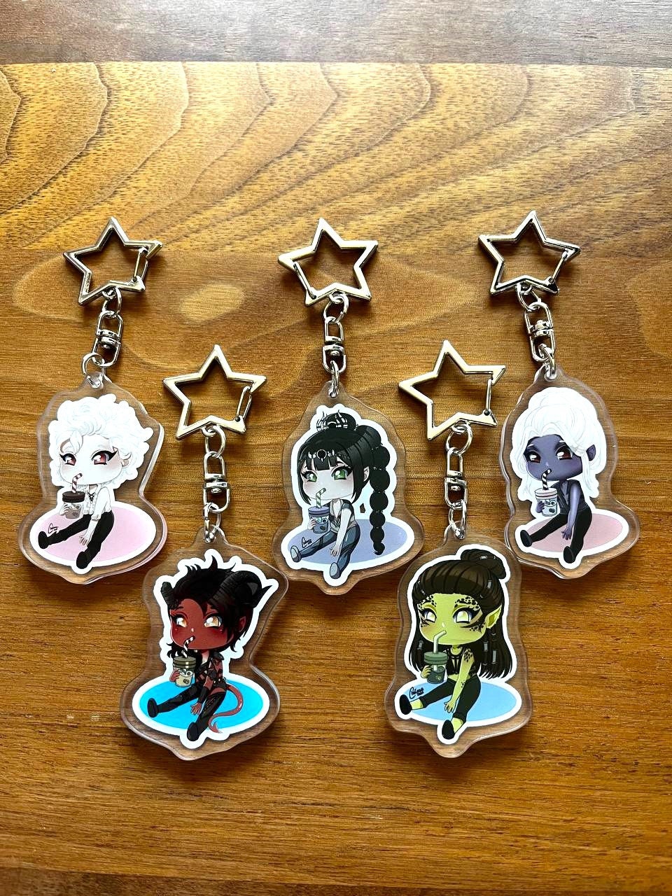 Baldur's Gate 3 Boba Beans Keychains BG3 Shadowheart, Karlach, Astarion, Minthara, Lae'zel