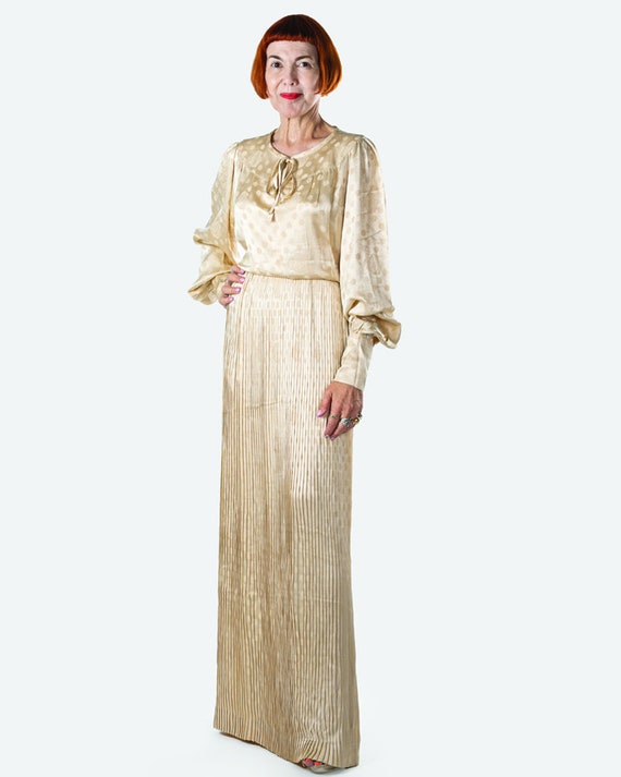 Vintage 80s beige silk dress by Ungaro Parallèle … - image 5