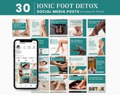 Ionic Foot Detox Social Media Template Ionic Therapy Posts Medspas Canva Editable Wellness Detox Foot Cleanse Instagram Media Kit
