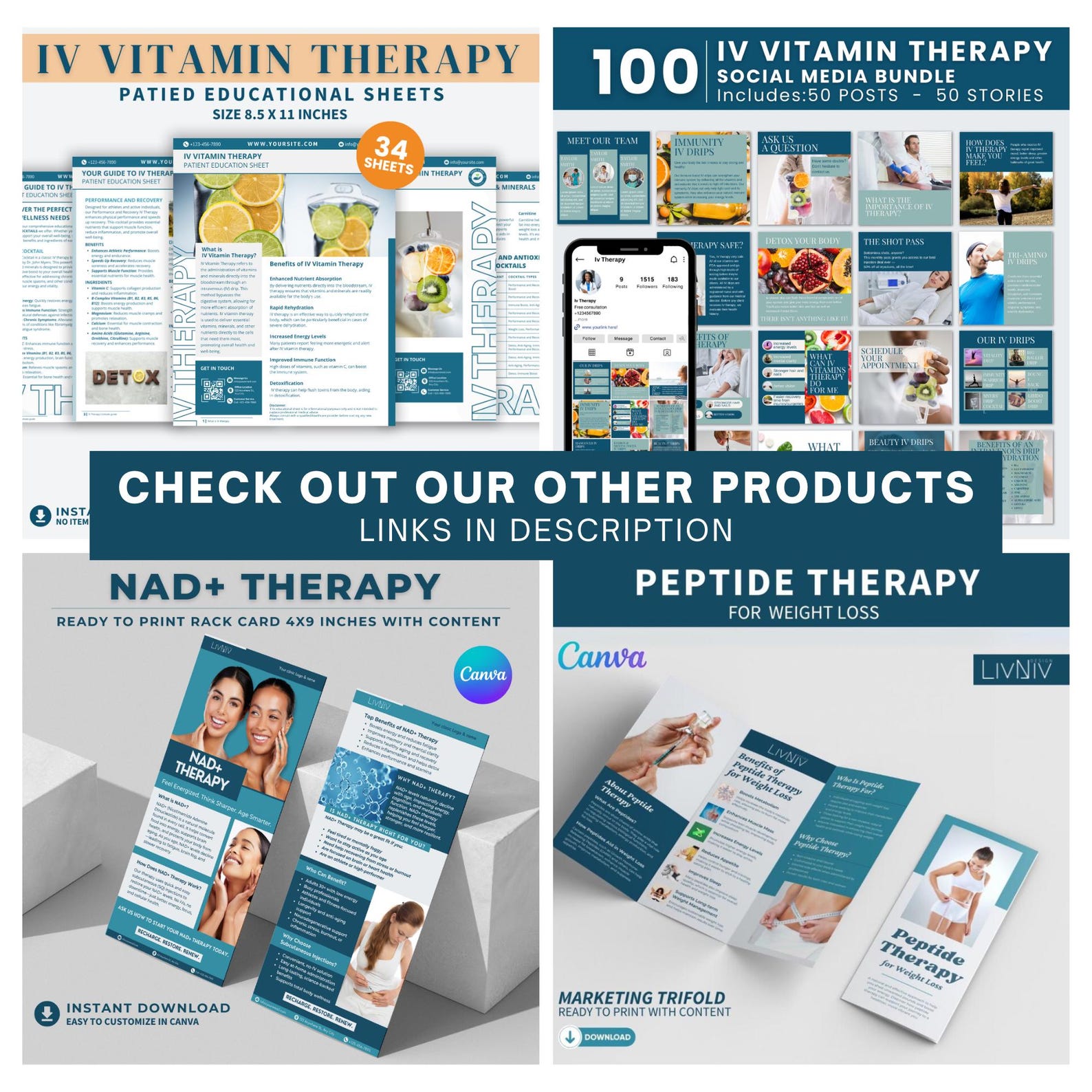IV Trifold Menu Template IV Vitamin Therapy Price List Brochure Iv Drip ...