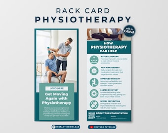 Physiotherapy Rack Card Template Mobility Therapy Handout Physical Therapy Leaflet orthopedic Handout injury rehabilitation Canva Printable