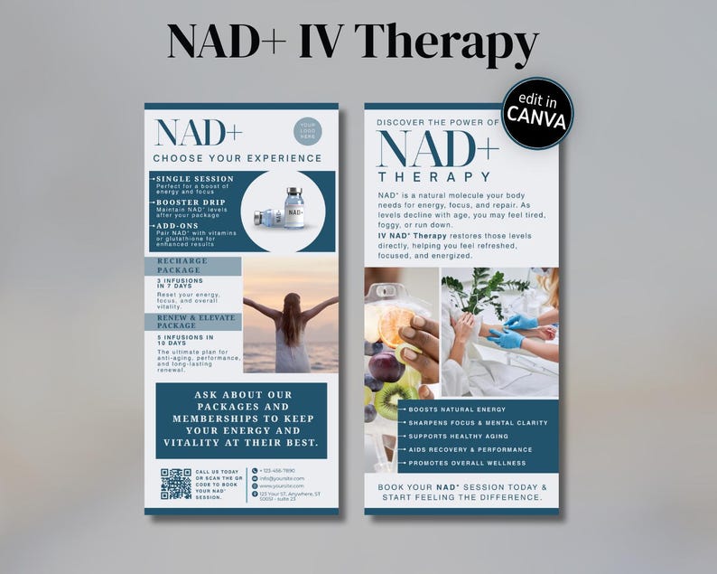 Patient Rack Card NAD IV Therapy Rack Card Template Medspa Canva Design (digital) - Etsy