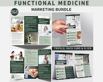 Functional Medicine Printable Bundle Alternative Medical Rack Card Template Functional Care Brochure Holistic Leaflet Patient Handout