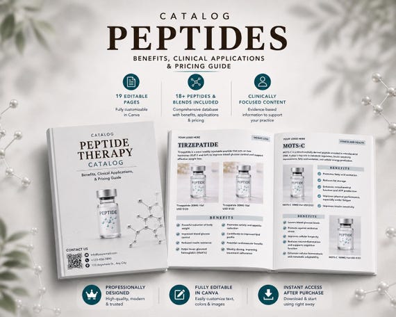 typical prices for bpc-157 peptide therapy in dallas clinics Peptide Vial Catalog Template Peptide Therapy Price List Med Spa Treatment  Menu Wellness Clinic Marketing Handout