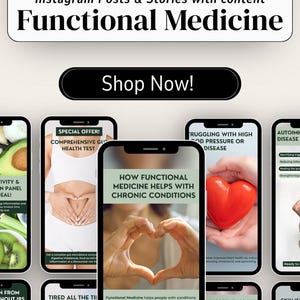 Functional Medicine Social Media Template Naturopath Marketing Gut Health Bundle Canva Editable Holistic Medicine Instagram Post Wellness image 12