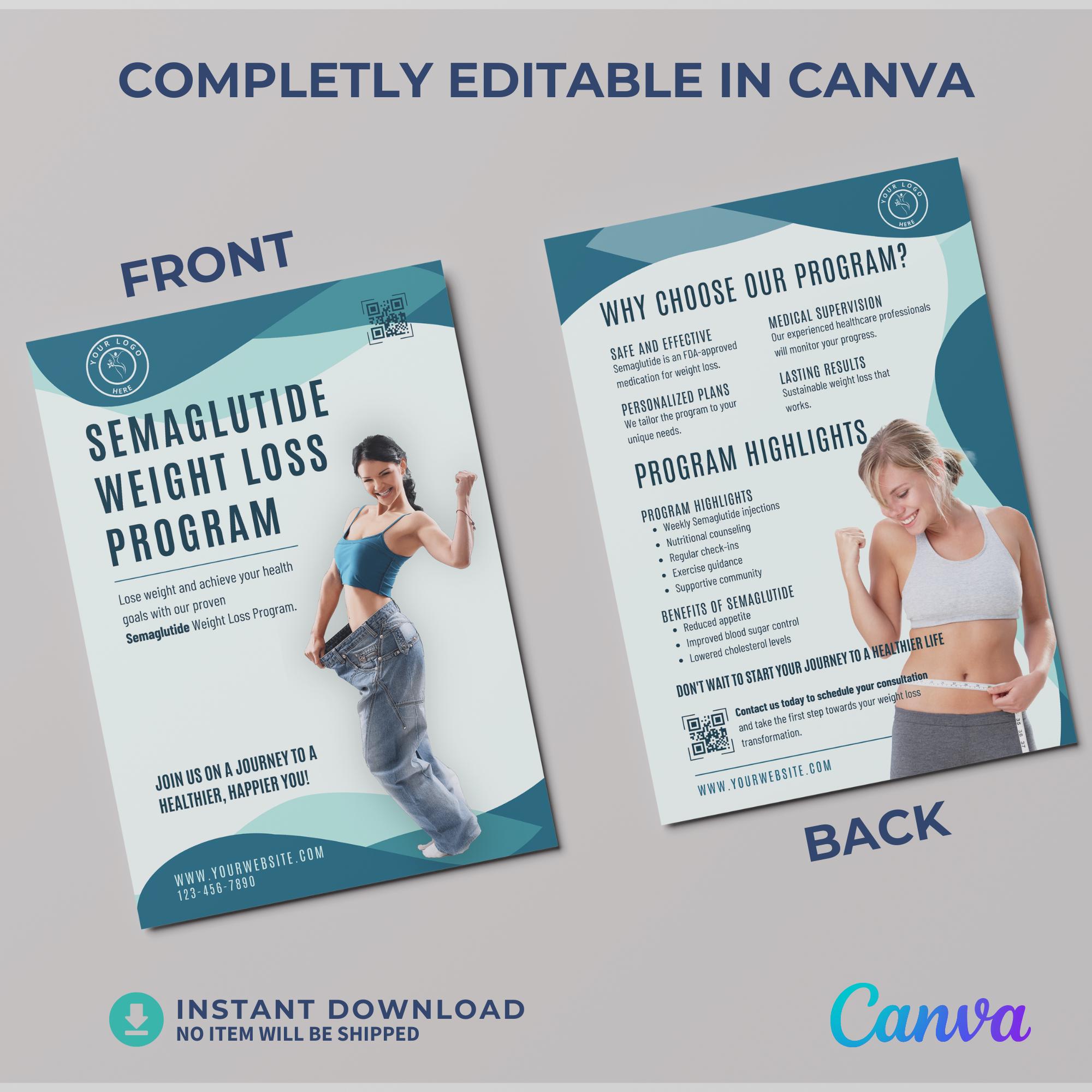 semaglutide poster Semaglutide Flyer Template Weight Loss Handout Printable GLP 1 Treatment  Leaflet Health Clinic Brochure Medical Marketing Wellness