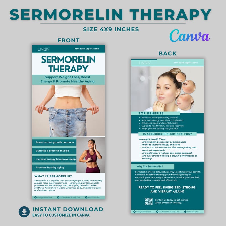 Therpay Rack Card Example Sermorelin Therapy Rack Card Peptide Marketing Template Weight Loss ...