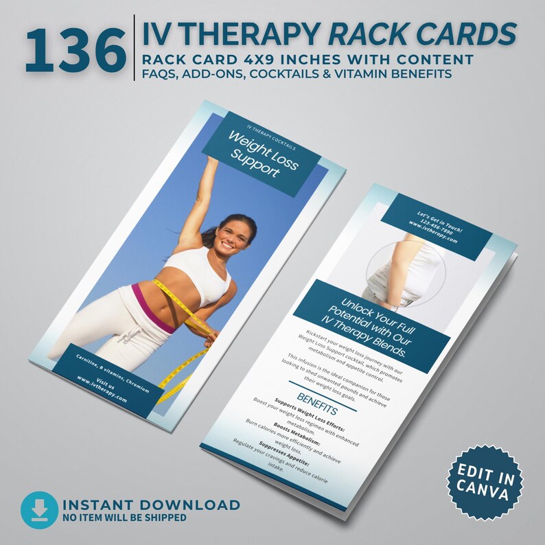 IV Therapy Rack Card Template, Medspa Marketing (canva Editable) - Etsy