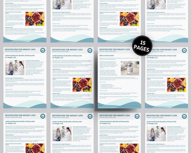 Retatrutide Patient Education Sheet Weight Loss Program Handout GLP 1 Treatment Guide for Clinics image 16