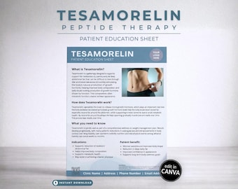 Tesamorelin Peptide Therapy Weight Management Patient Education Sheet Canva Template