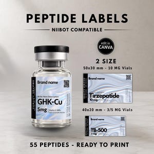 Peptide Vial Label Templates Niimbot Printable Labels Holographic Medical Vial Sticker image 5