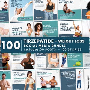 Tirzepatide Social Media Weight Loss Template Weight Management Post GLP-1 Tips Fat Loss Instagram Medical Weight Loss Injection Stories