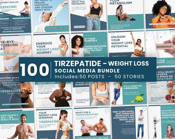 Tirzepatide Social Media Weight Loss Template Weight Management Post GLP-1 Tips Fat Loss Instagram Medical Weight Loss Injection Stories