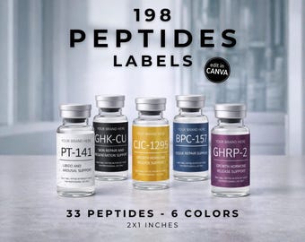 Peptide Vial Label Template Bundle | Printable Canva Editable Template | Medspa & Wellness Center