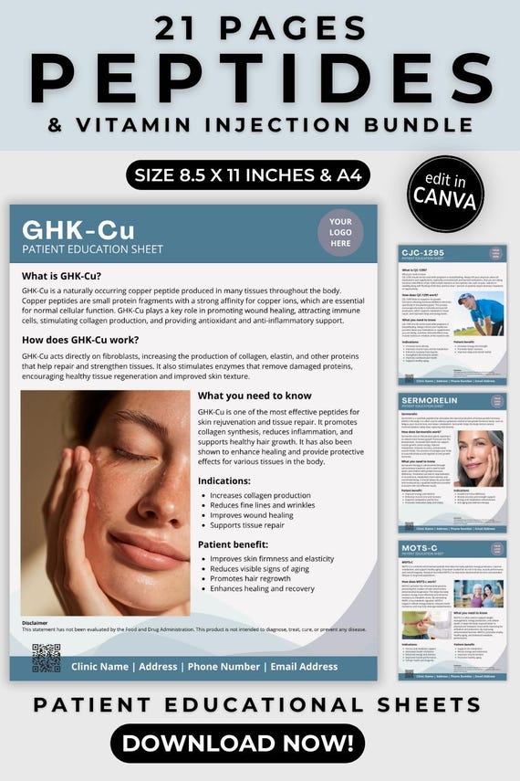 Peptide Therapy Handout Vitamin Injection Patient Educational Sheet Medspa  Marketing Bundle Regenerative Therapy Flyer for Wellness Clinics