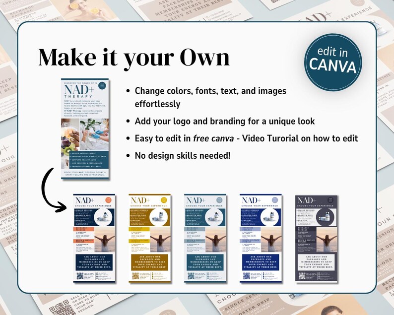 Therpay Rack Card Example NAD IV Therapy Rack Card Template Medspa Canva Design (digital) - Etsy