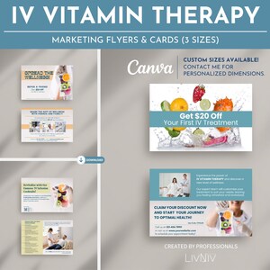 IV Vitamin Therapy Promotional Flyer  Editable Canva Marketing Template   Promotional Cards ready to print 3 sizes & 3 styles
