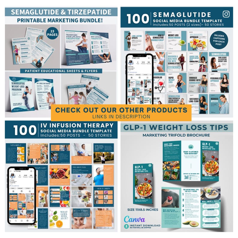 Tirzepatide Reel Template Weight Loss Instagram Video Editable Canva ...