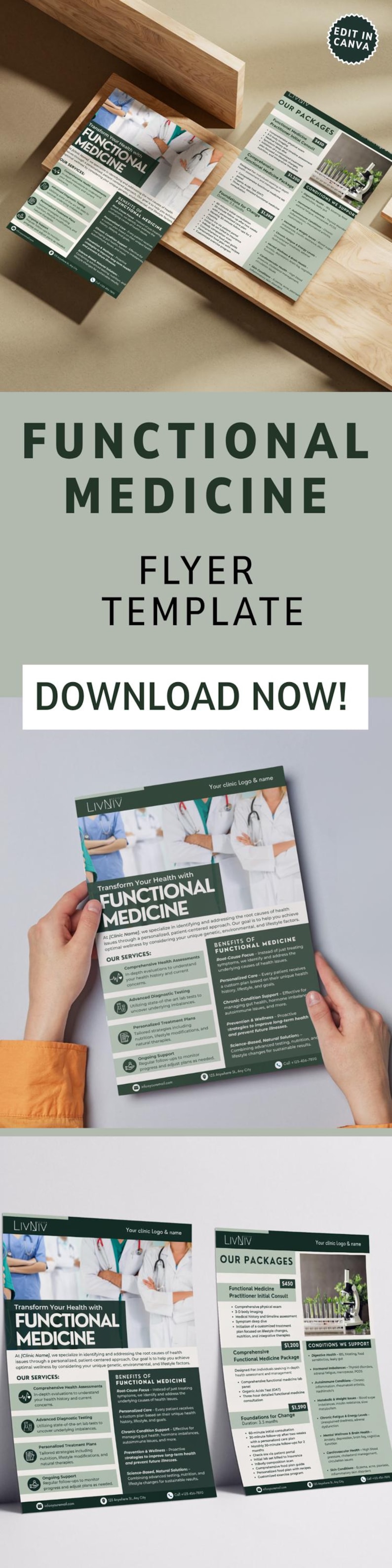 Functional Medicine Flyer Template Naturopathic Doctor Info Sheet Canva Editable Handout Holistic Medicine Pamphlet Integrative Health Guide image 10