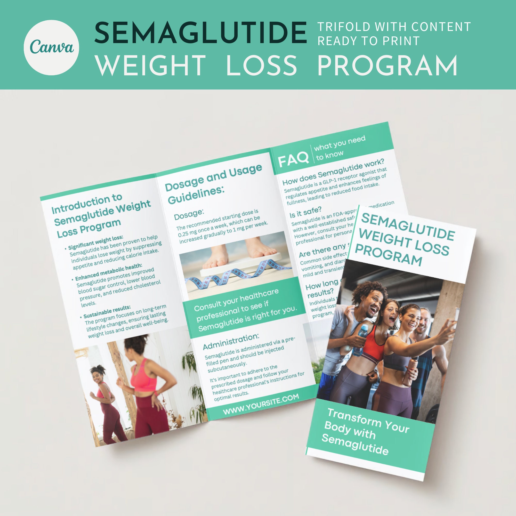 Semaglutide Weight Loss Program Trifold Template - Informative Canva ...