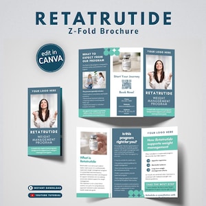 Retatrutide Trifold Vorlage | GLP Abnehmbroschüre (bearbeitbares Canva) Bild 1
