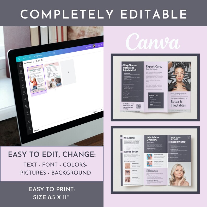Botox and Injectables Trifold Canva Editable Template ready to print with Content image 7