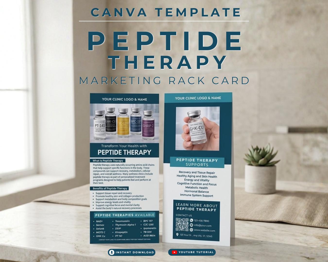 Therpay Rack Card Example Peptide Therapy Rack Card Template Peptide Clinic Marketing Handout ...