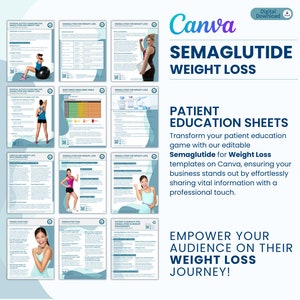 Semaglutide Weight Loss Patient Educational Sheet | Canva Editable Printable Forms | Health Clinic Marketing Material