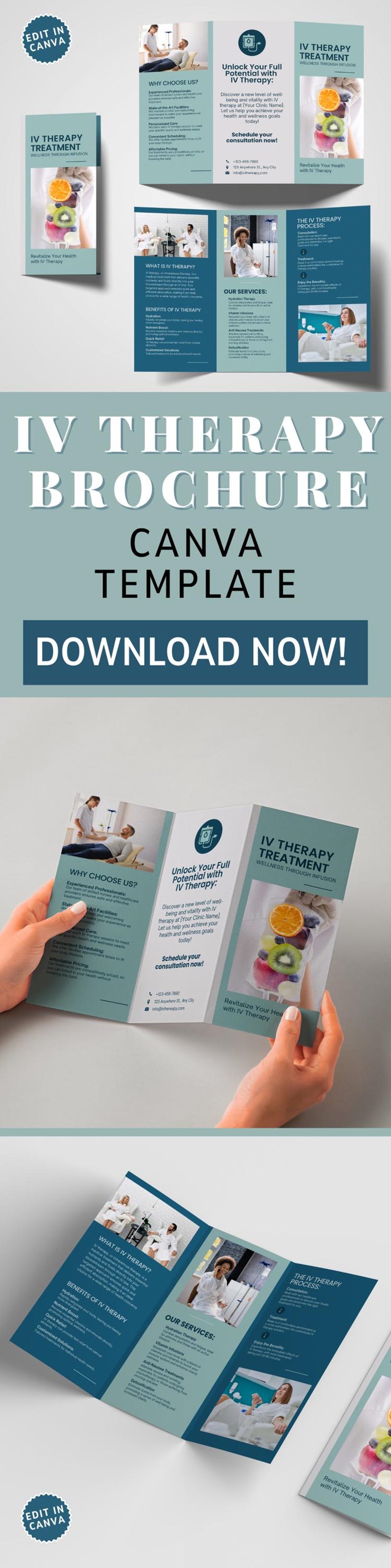 IV Vitamin Therapy Trifold Template IV Infusion Brochure Canva Iv Drip ...